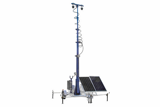 24' Portable Solar Security Tower - 7.5' Trailer - (2) IP Cameras - 2TB NVR - Router/4G Hotspot